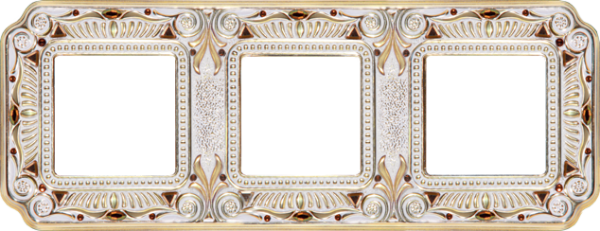 Firenze Crystal De Luxe Рамка 3-ная, Gold White Patina