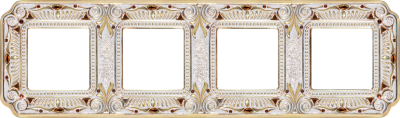 Firenze Crystal De Luxe Рамка 4-ная, Gold White Patina